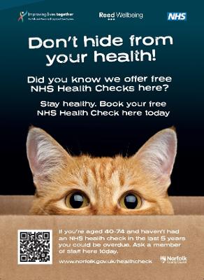 Don't hide from your health! Ask a member of staff - cat (A4 poster)
